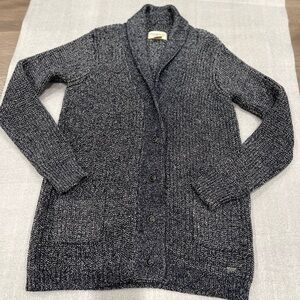 [M]Denim & Supply Ralph Lauren Blue White Cotton Chunky Knit Button Cardigan